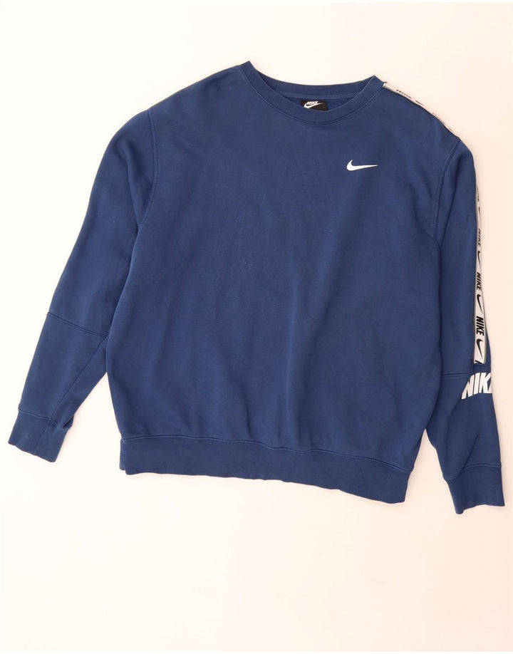 NIKE Herre Grafisk Standard Fit Sweatshirt Jumper Stor Blå Bomuld
