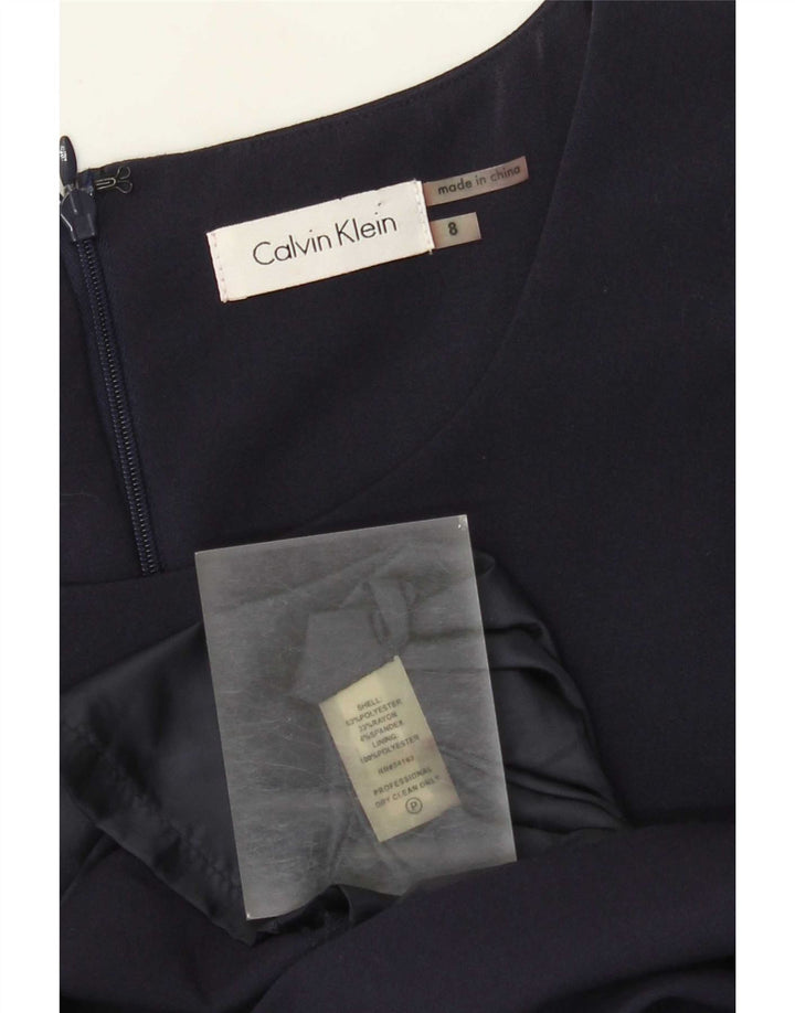 Calvin Klein Dame Ærmeløs Skede Kjole US 8 Medium Navy Blue Polyester