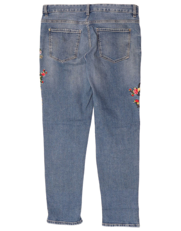 Marks & Spencer Dame Slim Jeans UK 12 Medium W32 L28 Blue Floral
