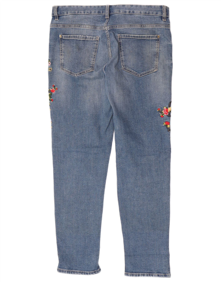 Marks & Spencer Dame Slim Jeans UK 12 Medium W32 L28 Blue Floral