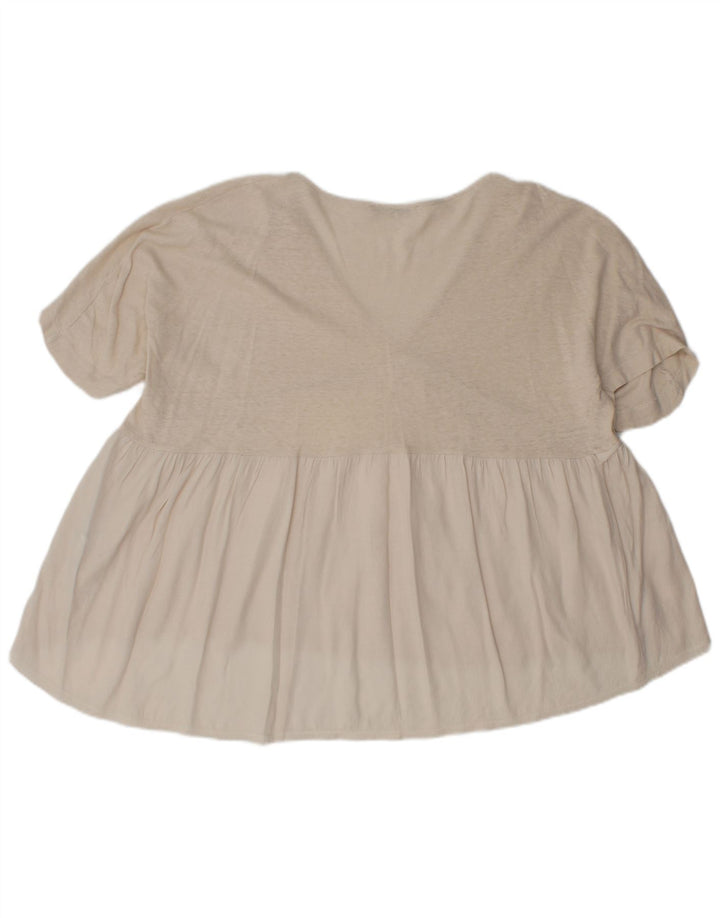 Zara Dame Loose Fit Bluse Top UK 14 Medium Beige Bomuld