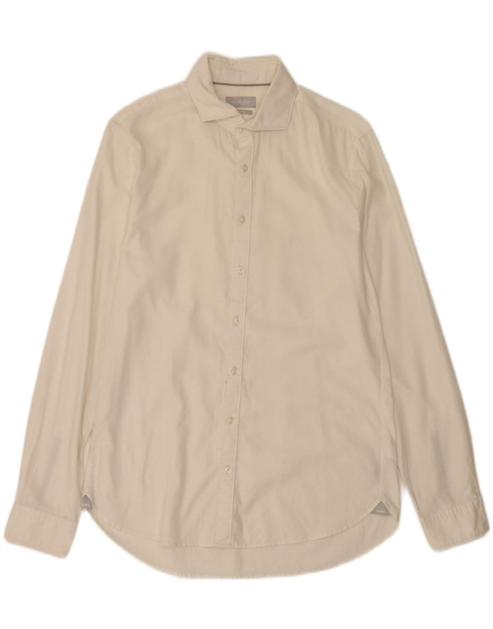Michael Kors Herre Slim Fit Skjorte Størrelse 39 15 Medium Hvid Bomuld