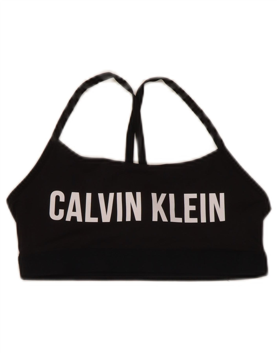 CALVIN KLEIN Dame Grafisk Sport BH Top UK 8 Lille Sort