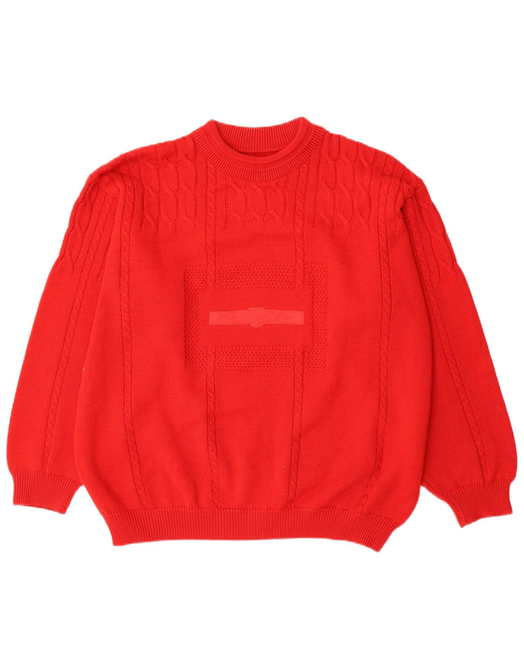 Vintage herre sweater med rund hals XL rød uld