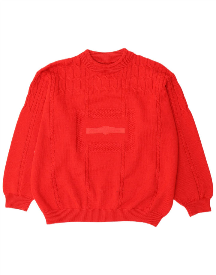 Vintage herre sweater med rund hals XL rød uld