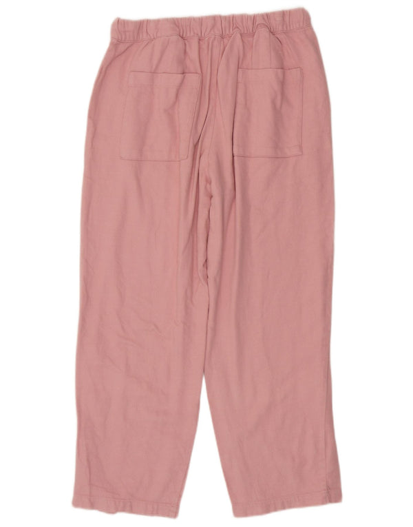 Zara Womens Loose Fit Cropped Trousers Medium W28 L25 Pink Bomuld