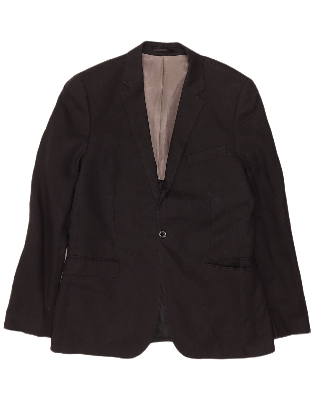 DKNY Herre Slim Fit 1-knaps blazerjakke UK 40 Stor sort uld