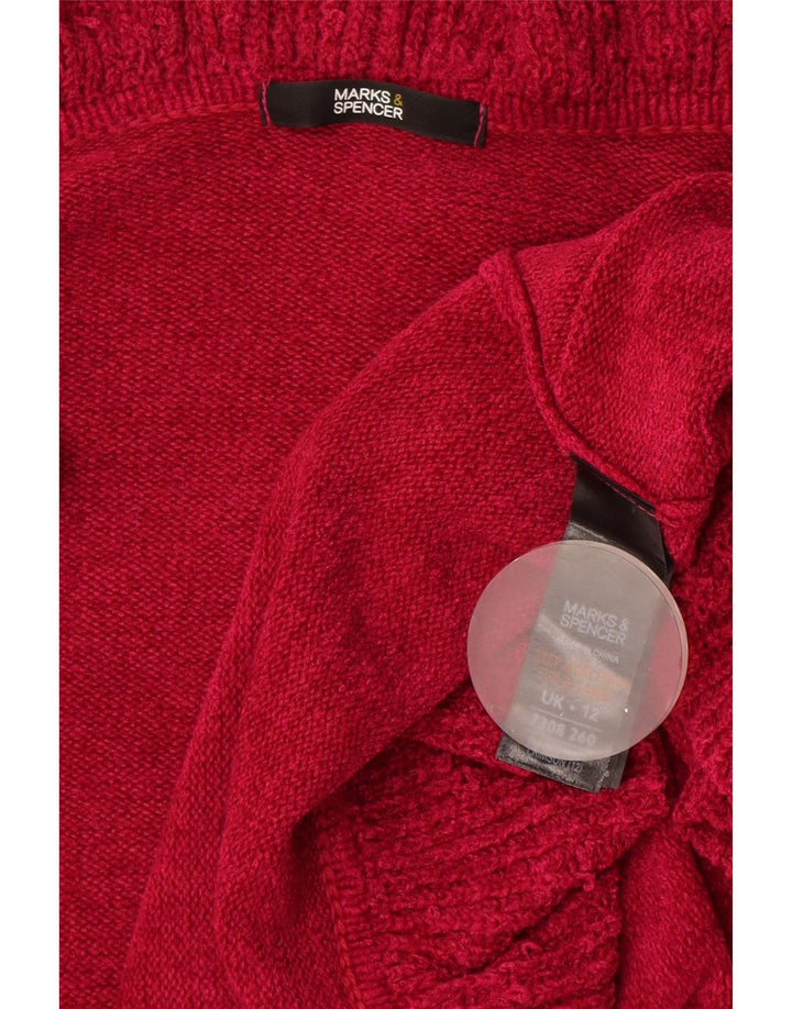 Marks & Spencer Dame Ruffle Open Cardigan Sweater UK 12 Medium Pink