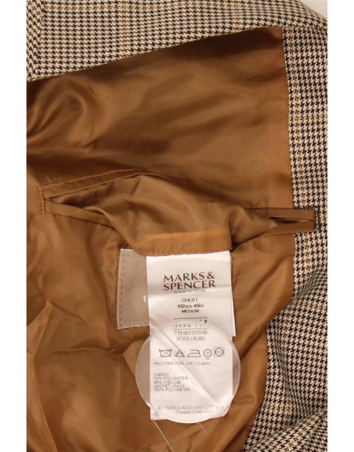 Marks & Spencer Herre 2-knaps blazerjakke UK 40 Medium Brown Houndstooth