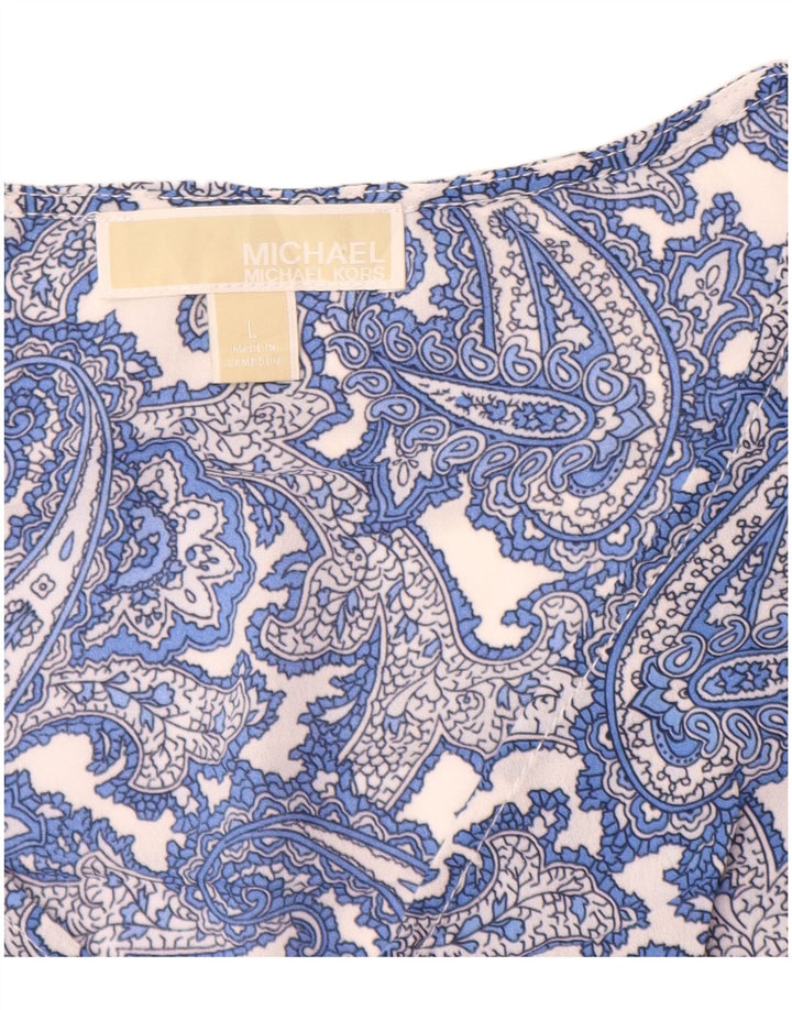 MICHAEL KORS Dame ærmeløs bluse Top UK 16 Large Blue Paisley