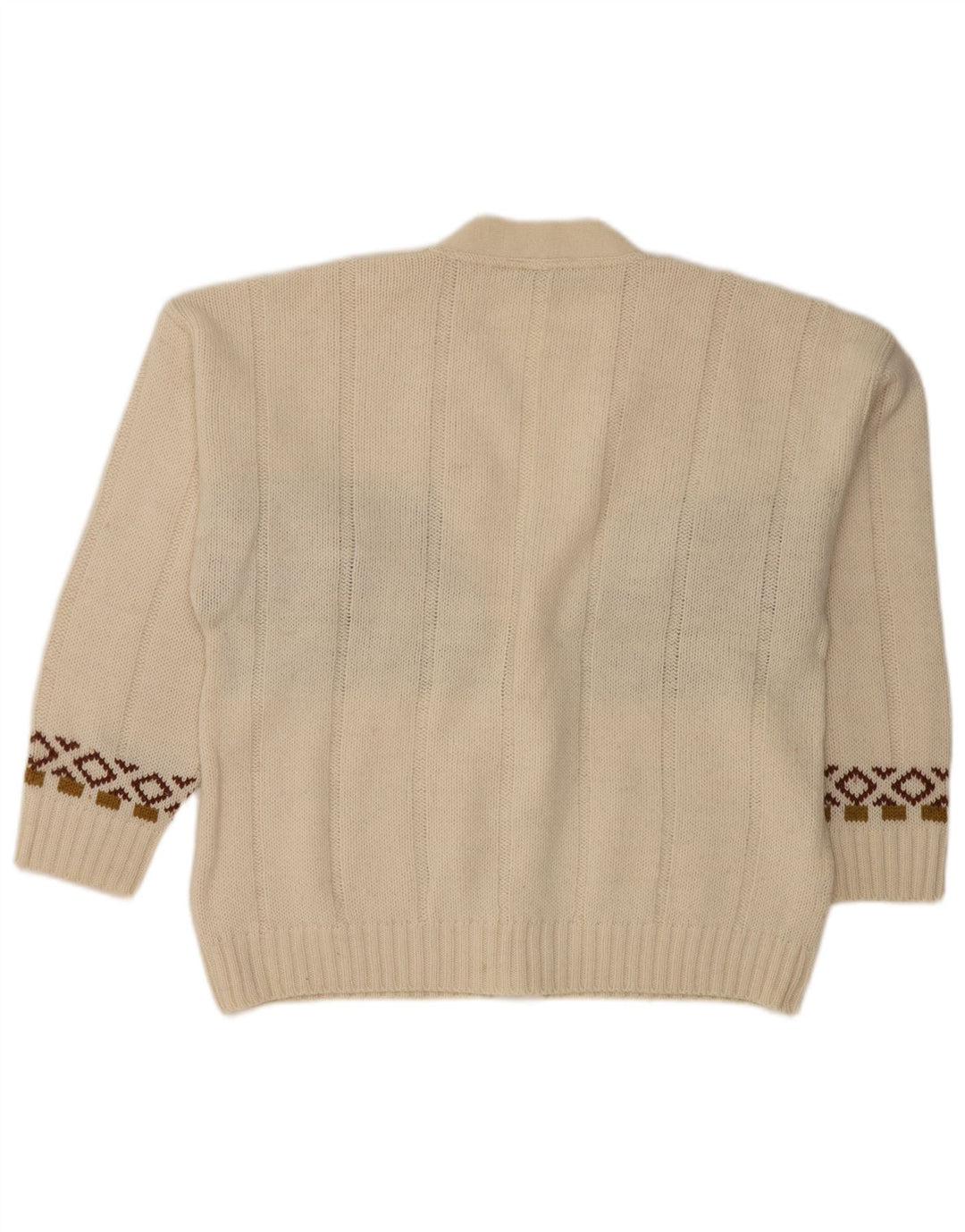 Vintage herre cardigan sweater Medium White Fair Isle