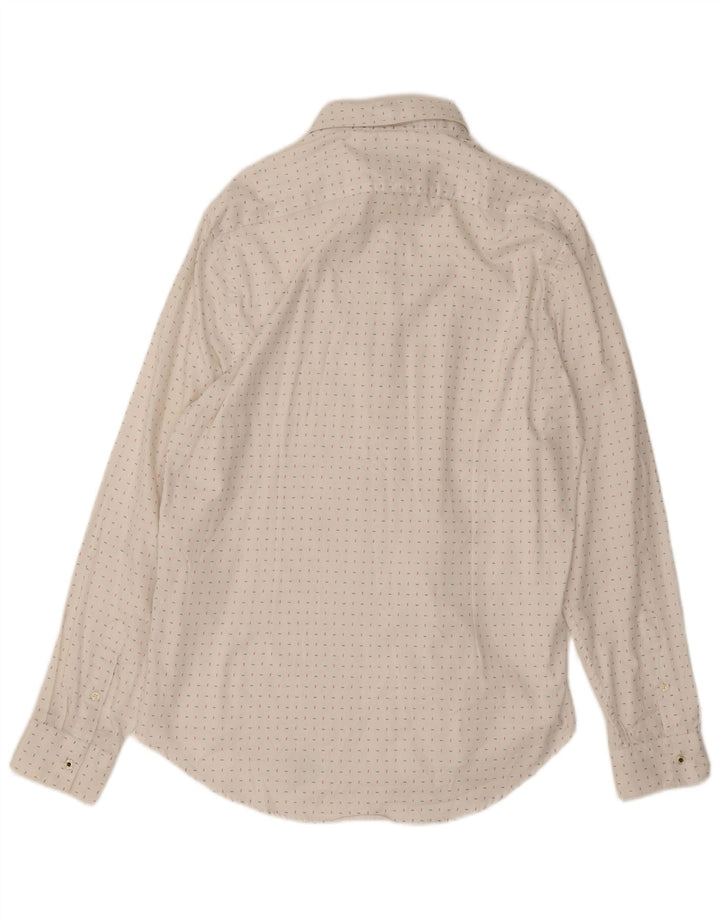 ZARA Herre Slim Fit skjorte XL Hvid plettet bomuld