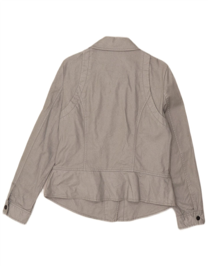 Dkny Womens Bomber Jacket UK 12 Medium Grey Bomuld