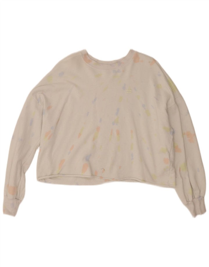 BILLABONG Womens Oversized Sweatshirt Jumper UK 14 Medium White Tie Dye