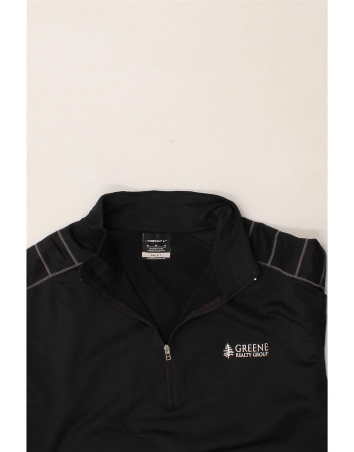NIKE Mens Dri Fit Zip Neck Pullover Tracksuit Top Medium Black Polyester Vintage Nike and Second-Hand Nike from Messina Hembry 