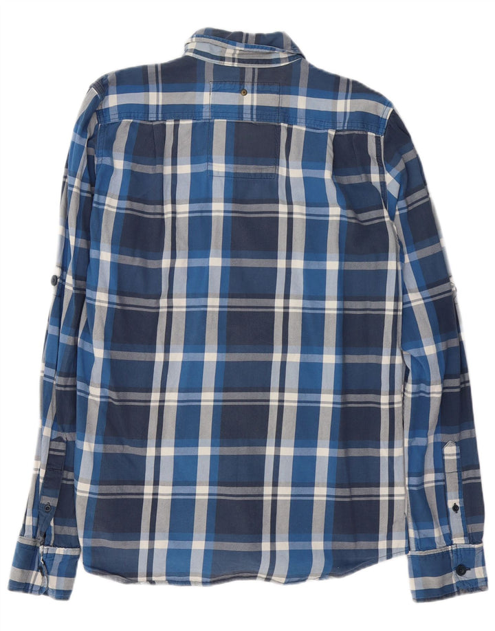 SUPERDRY Flannelskjorte til mænd Stor marineblå plaid bomuld