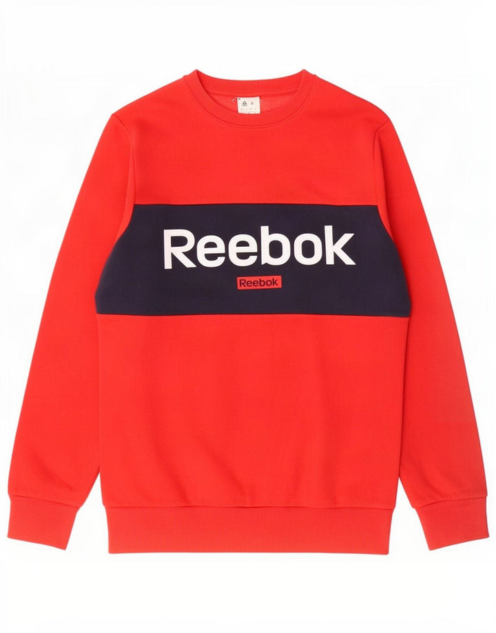 Reebok Herre grafisk sweatshirt Jumper Medium Rød Colourblock