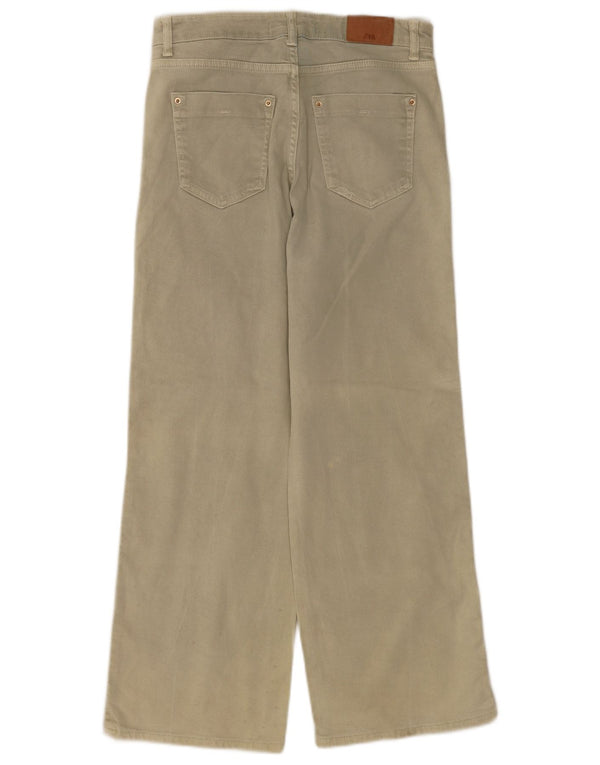Zara Dame Jeans med brede ben EU 36 XS W26 L28 Beige Bomuld