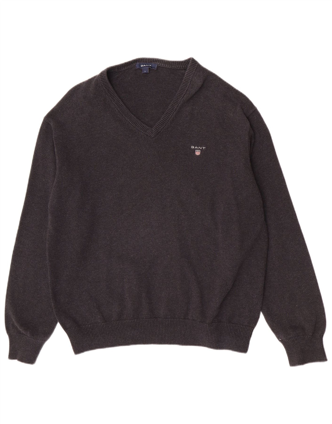 Gant Herre V-hals sweater Stor grå bomuld