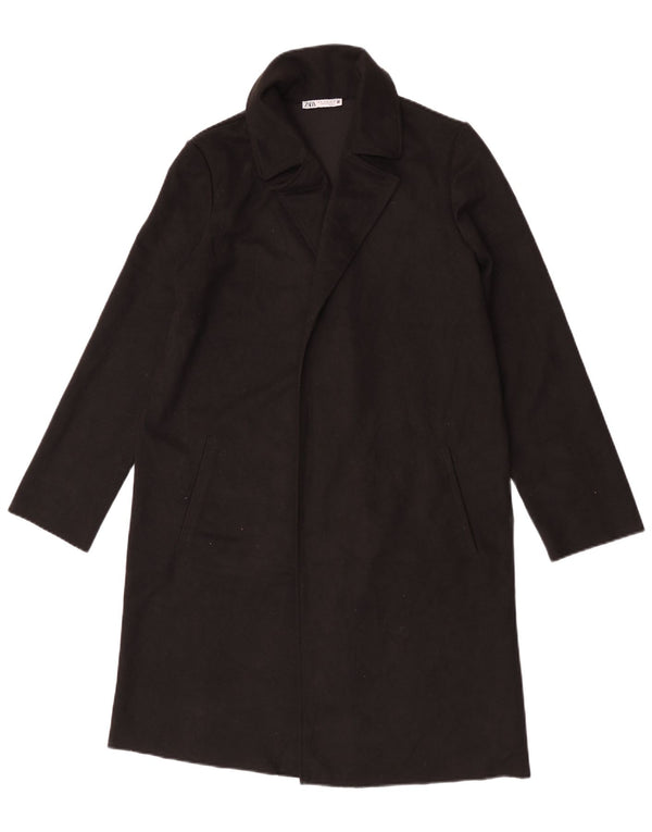 Zara Womens Open Overcoat UK 10 Small Black Polyester