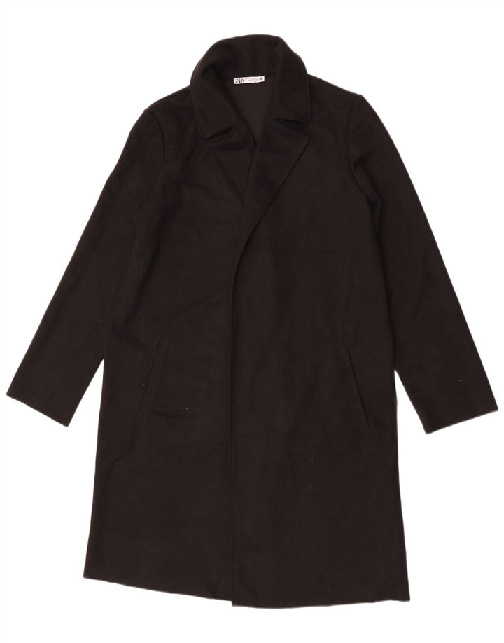 Zara Womens Open Overcoat UK 10 Small Black Polyester