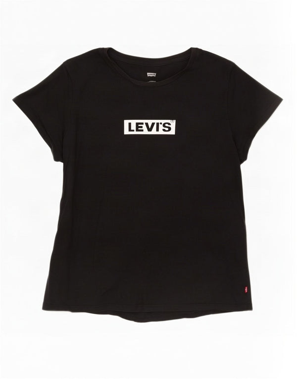 Levi's Grafisk T-shirt top til kvinder UK 18 XL Sort bomuld