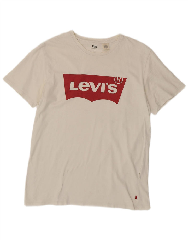 Levi's Herre Grafisk T-Shirt Top Stor Hvid