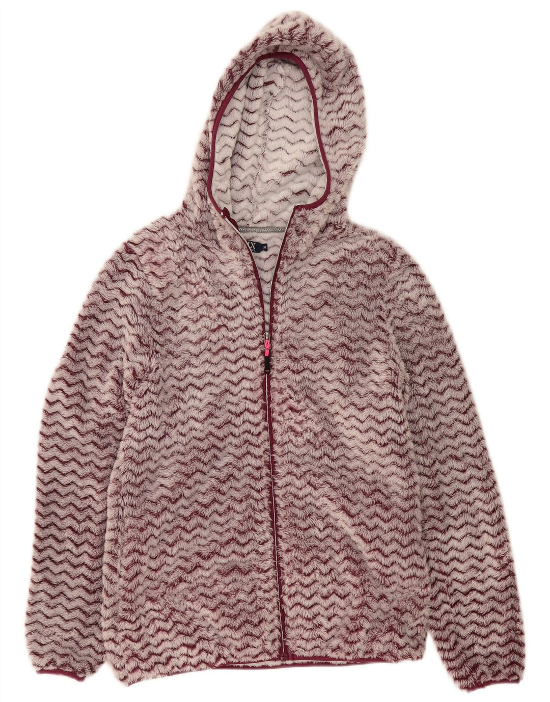 Avirex dame fleecejakke med hætte UK 12 Medium Burgundy Chevron Polyester