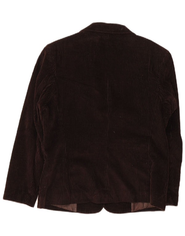 Sisley Womens 2 Button Corduroy Blazer Jacket UK 16 Large Brown Cotton
