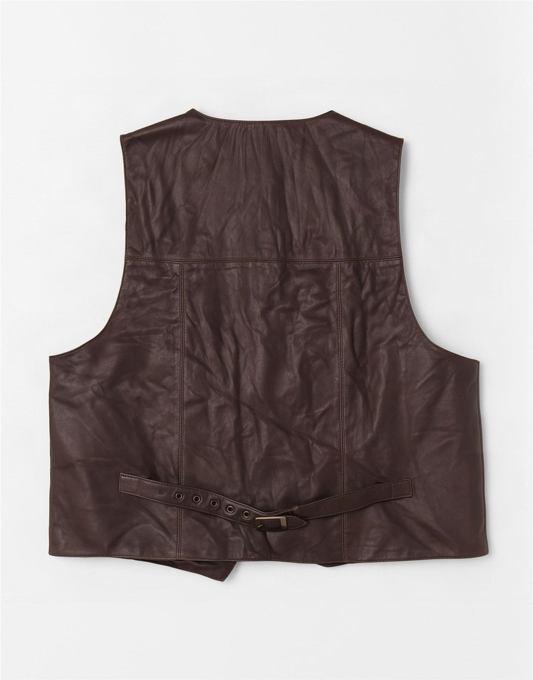Vintage lædervest til mænd, medium brun