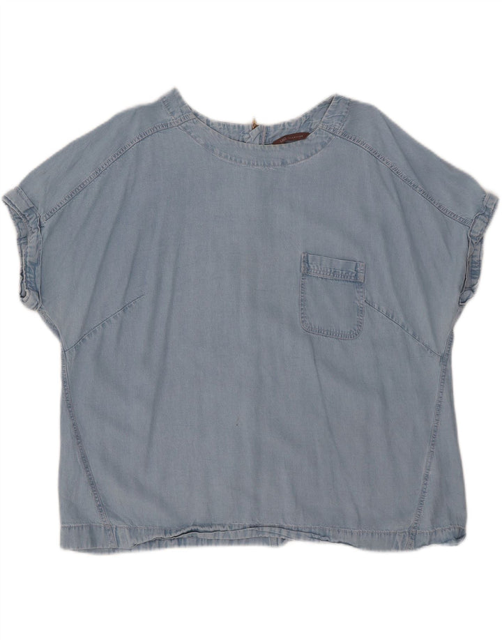 MARKS & SPENCER Dame Denim Bluse Top UK 20 2XL Blå Lyocell