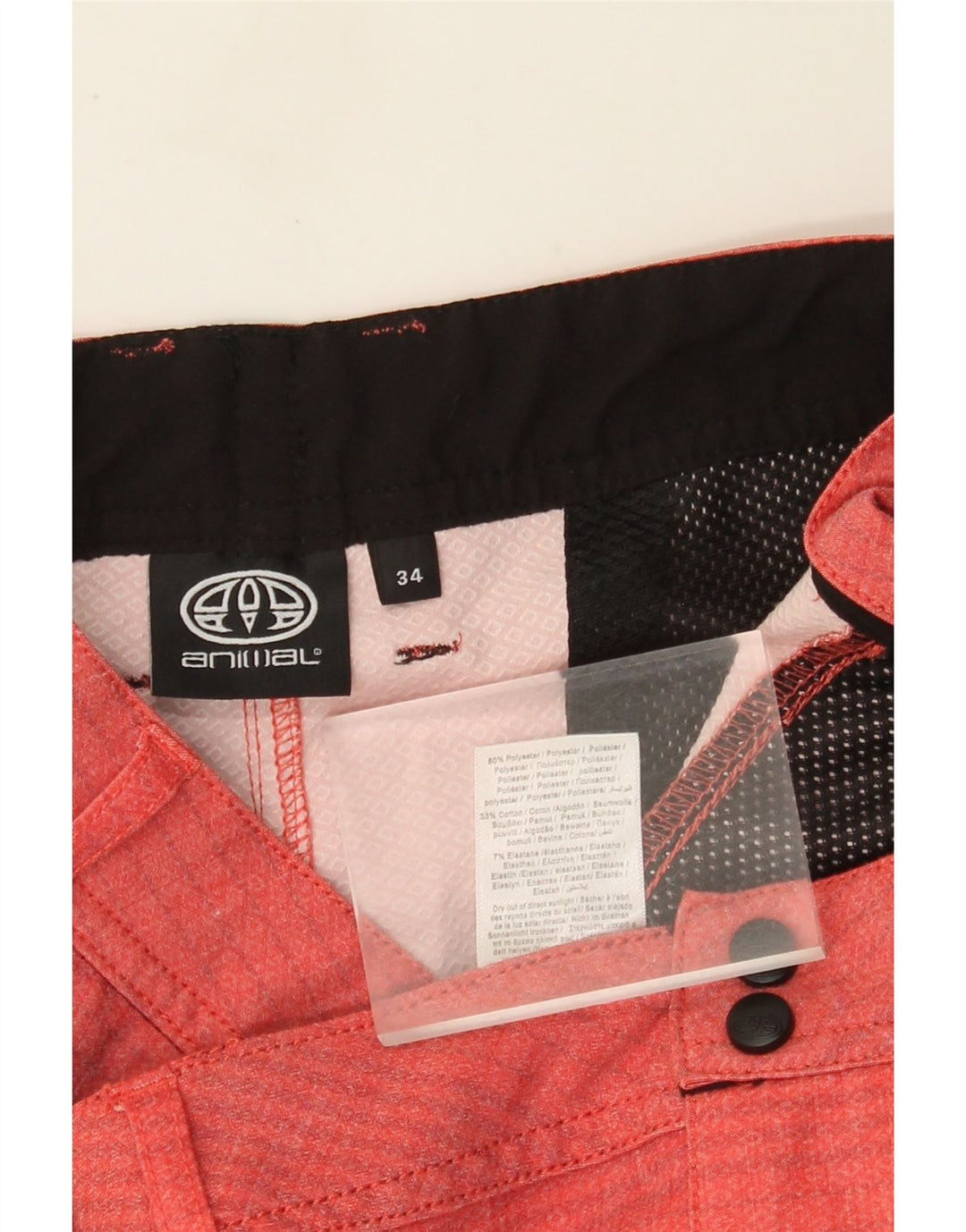 Animal Herre Chino Shorts W34 Large Orange Pinstripe Bomuld