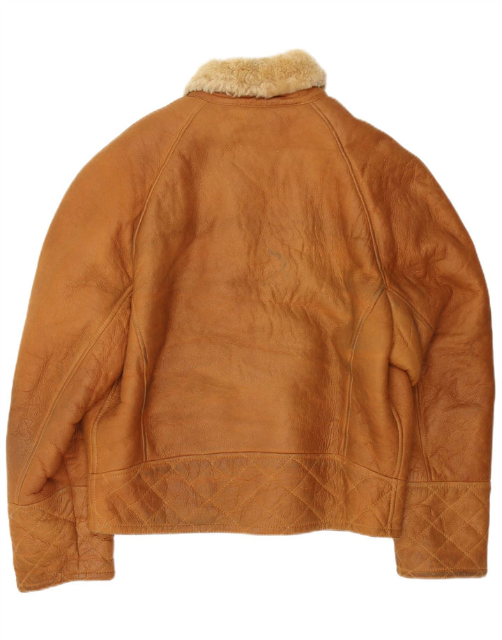 VINTAGE Herre Shearling Jacket IT 48 Medium Beige Shearling