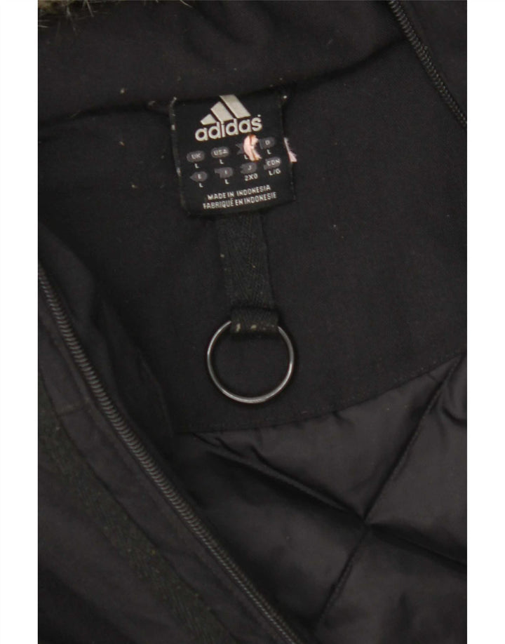 Adidas Herre Hooded Padded Coat UK 40 Large Black Nylon
