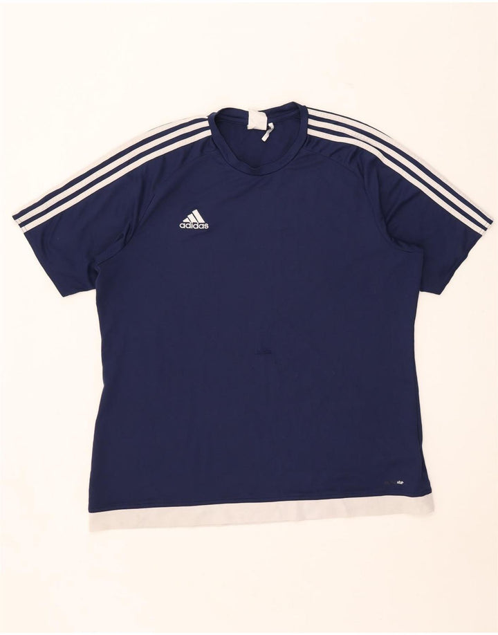 Adidas Herre Climalite T-Shirt Top XL Marineblå Colourblock Polyester