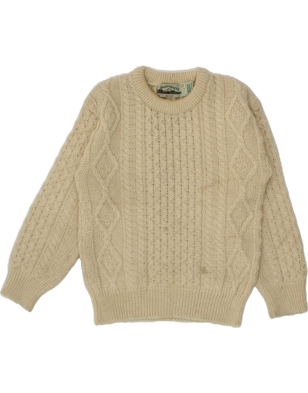 ARANCRAFTS Dame Boat Neck Jumper Sweater UK 10 Small Beige Uld