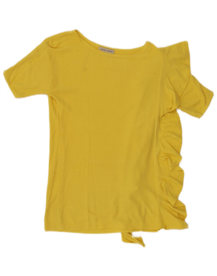 Laura Ashley Dame Flæse Front Bluse Top UK 10 Small Yellow Rayon
