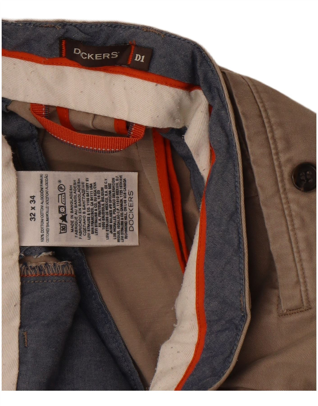 Dockers Herre Slim Chino Bukser W32 L34 Beige Bomuld