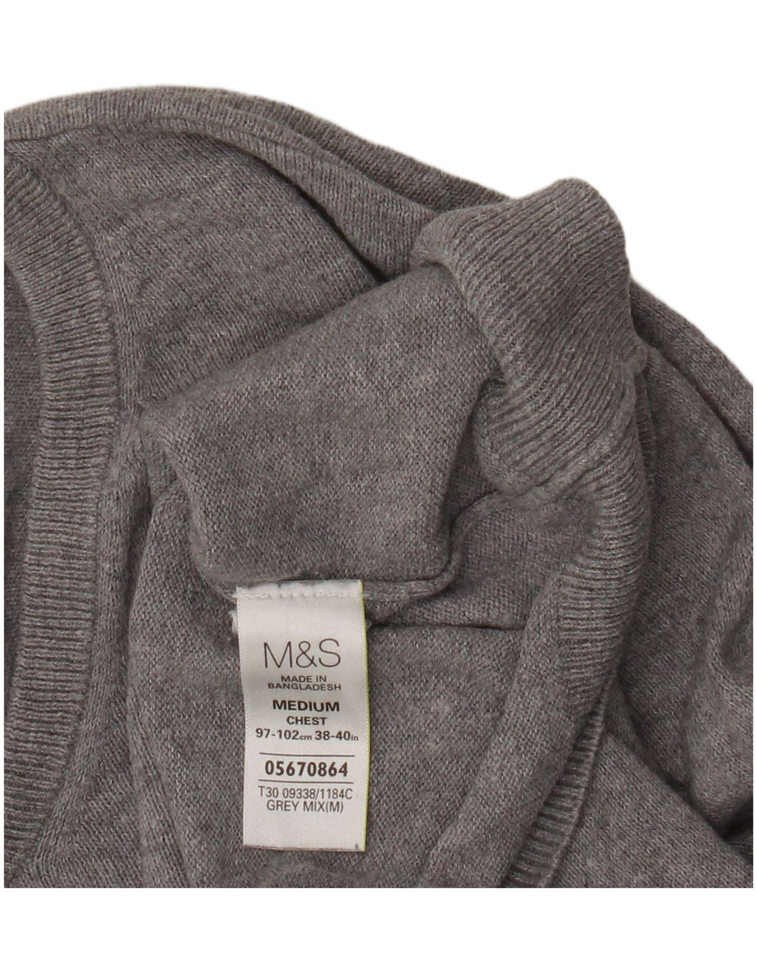 Marks & Spencer Herre V-hals sweater mellemgrå bomuld