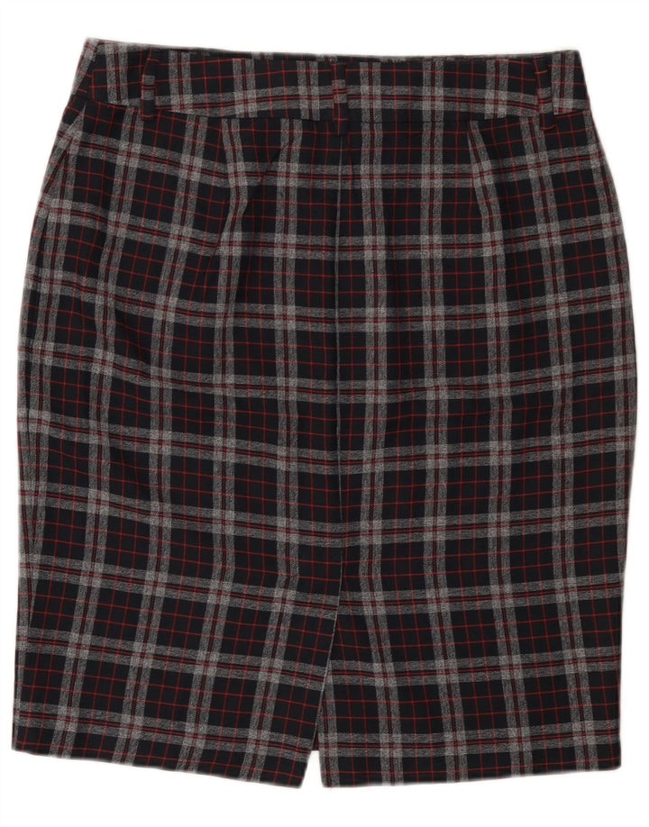Marks & Spencer Womens Pencil Skirt UK 14 Large W32 Black Check Polyester