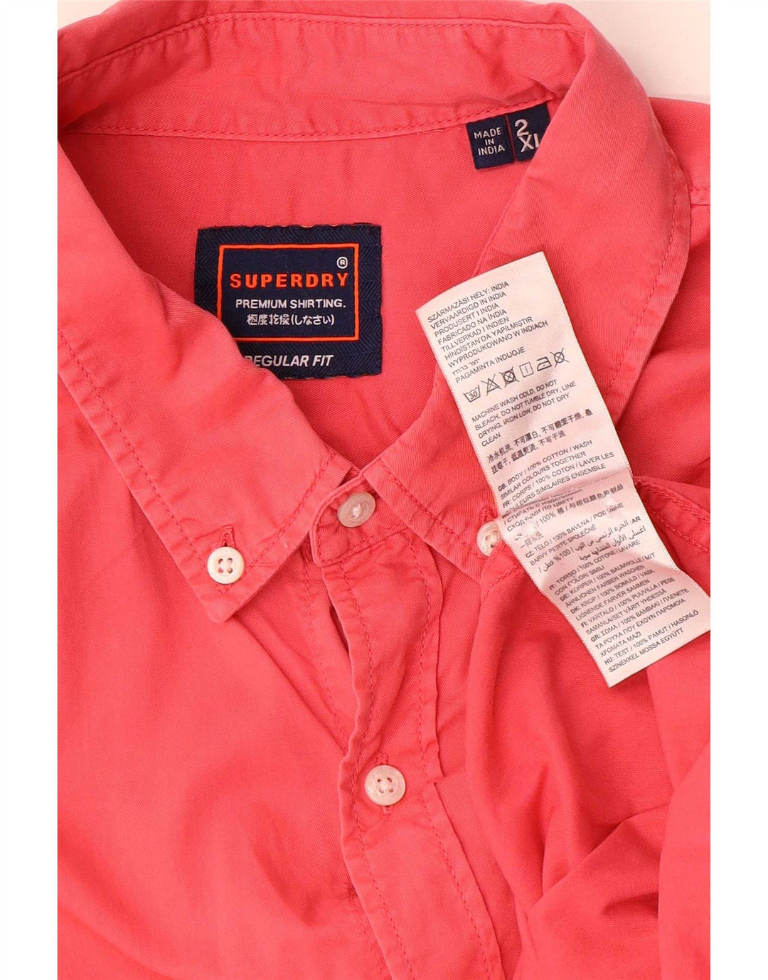 Superdry herre Regular Fit skjorte 2XL rød bomuld