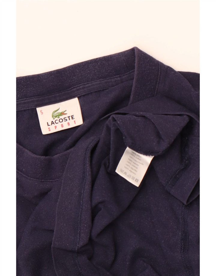 LACOSTE Herre T-Shirt Top Størrelse 5 Large Marineblå Bomuld