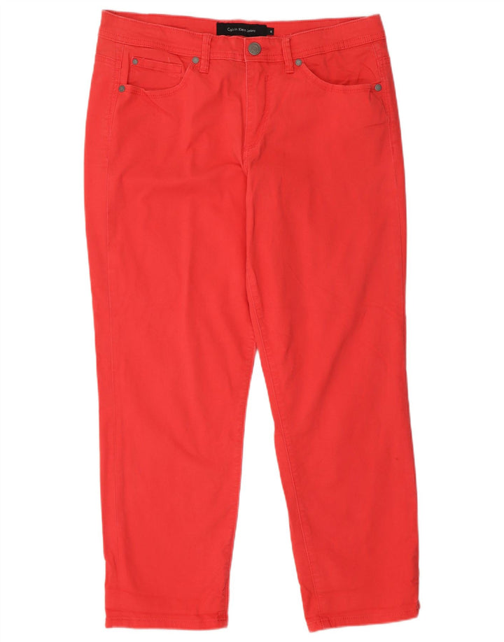 CALVIN KLEIN Dame Slim Jeans US 12 Large W32 L27 Rød