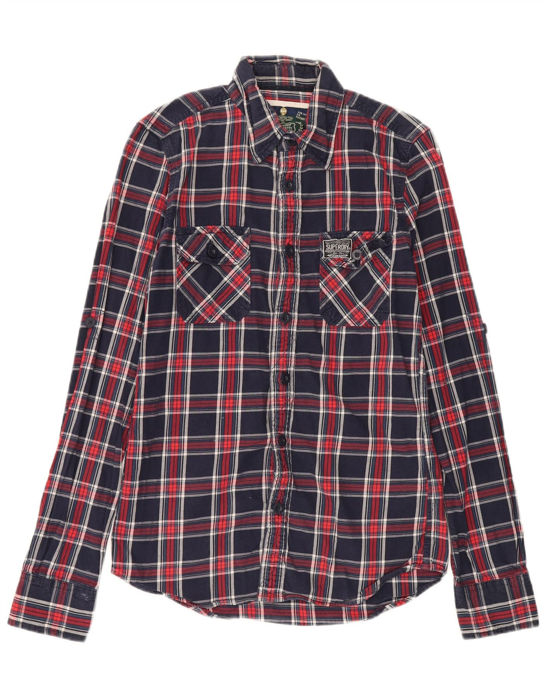 Superdry Flanelskjorte til mænd, lille marineblå ternet bomuld
