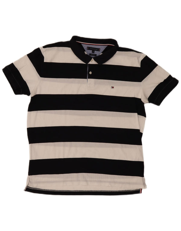 TOMMY HILFIGER Herre Regular Fit poloshirt XL sortstribet bomuld