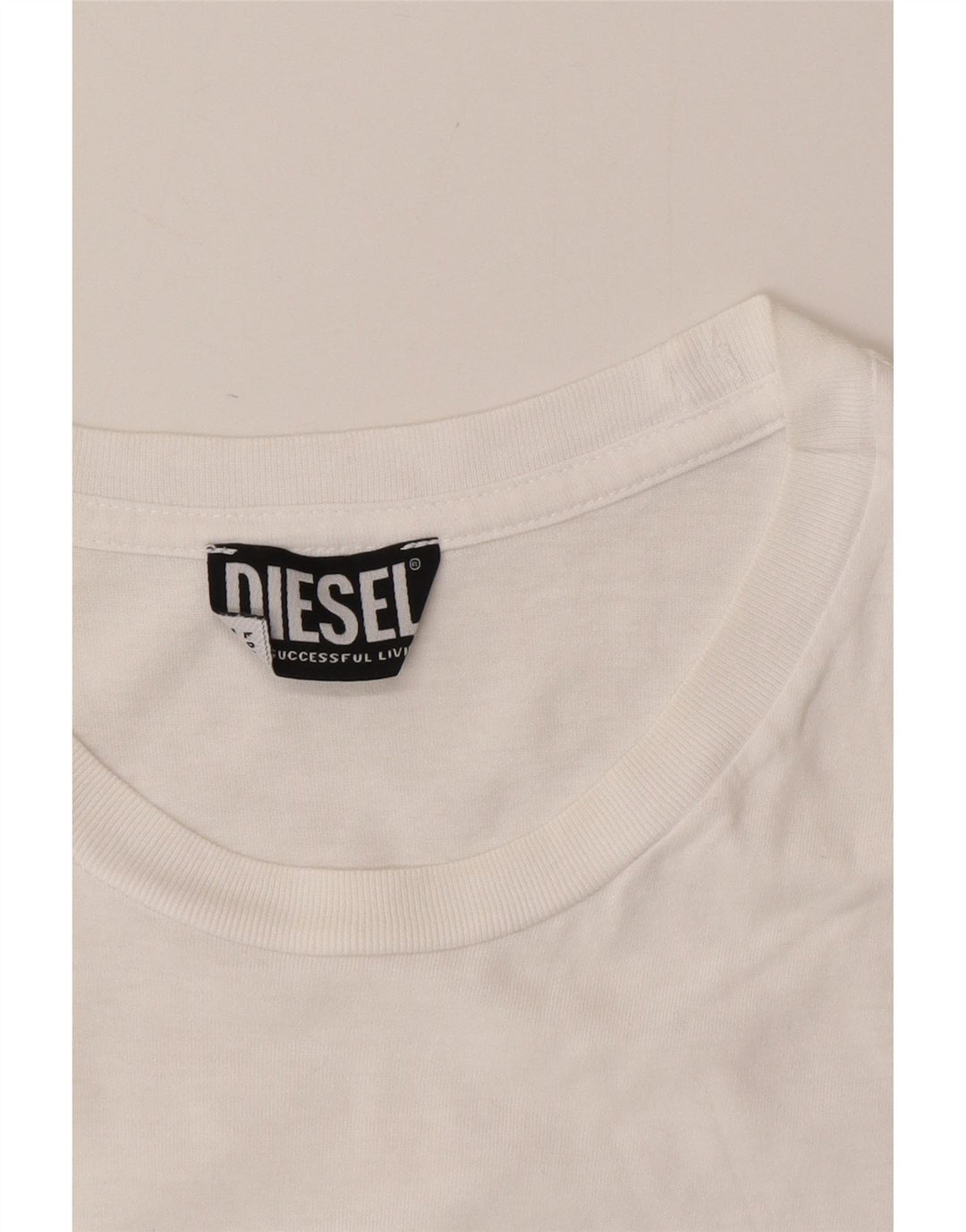 DIESEL Herre Grafisk T-Shirt Top Medium Hvid