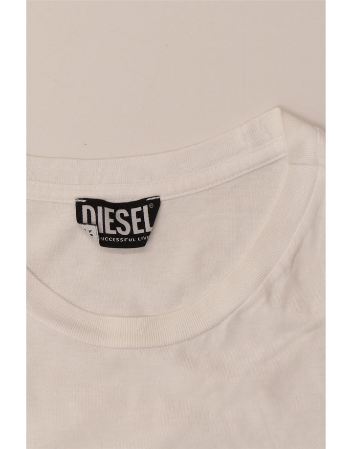 DIESEL Herre Grafisk T-Shirt Top Medium Hvid