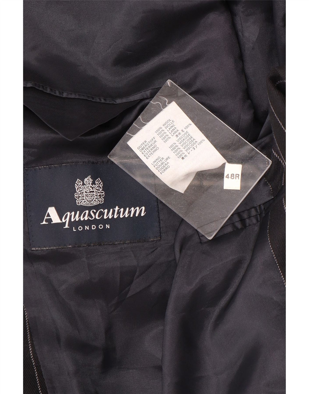Aquascutum herre 2-knaps blazerjakke UK 48 3XL marineblå nålestribet uld