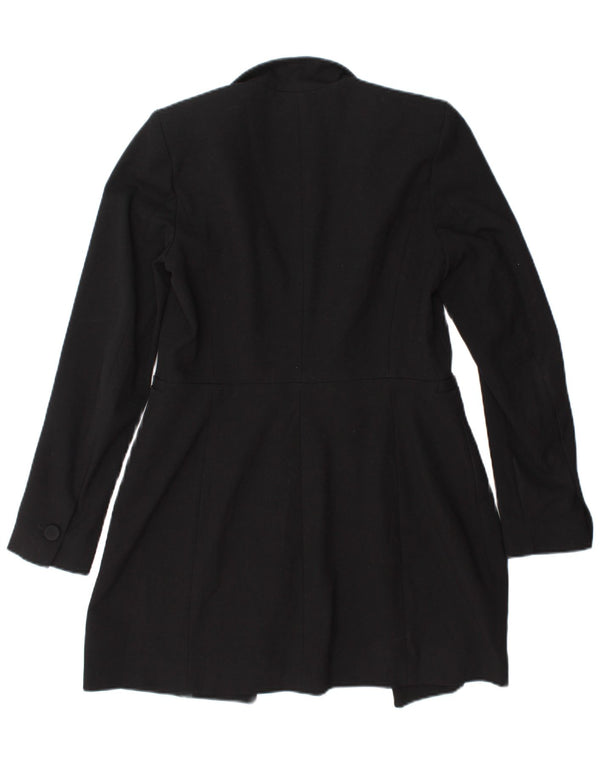 Zara Dame Longline Blazer Jacket UK 10 Small Black Polyester