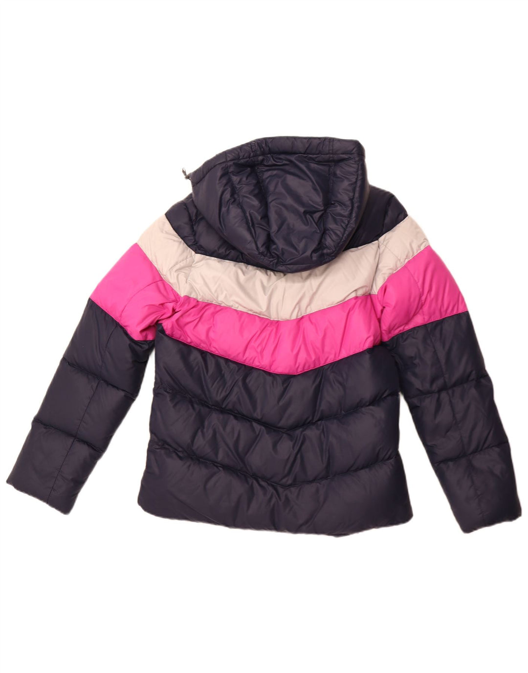 NIKE Polstret hættejakke til kvinder UK 14 Medium Navyblå Colourblock Nylon